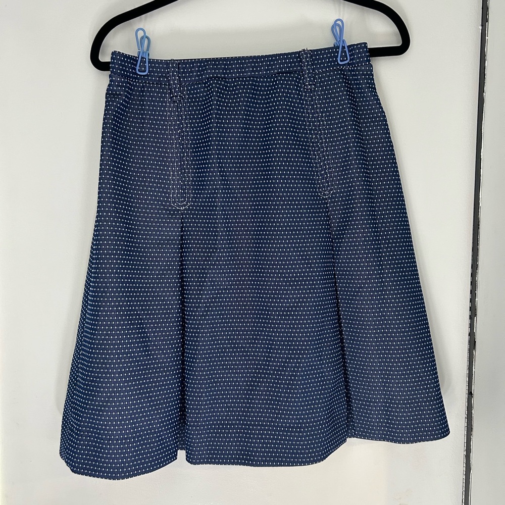Vintage Blue Polka Dot Box Pleated Skirt - Original Tags